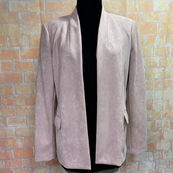Calvin Klein Pink Microsuede Open Front Blazer - Picture 1 of 9